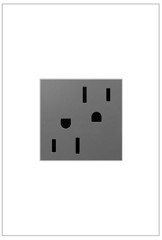 Adorne Tamper-Resistant Outlet in Magnesium - available from The Lighting Shoppe, trusted by Canadian homeowners