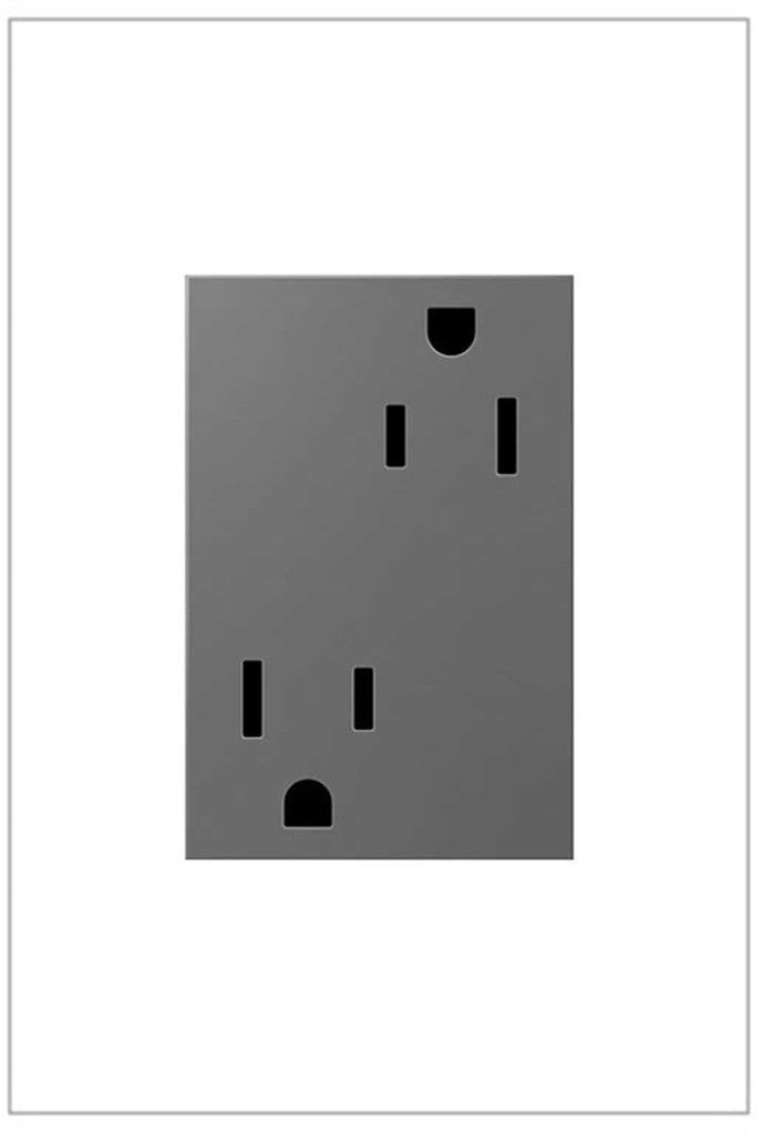 Adorne Tamper-Resistant Outlet, Plus Size in Magnesium - available from The Lighting Shoppe, trusted by Canadian homeowners