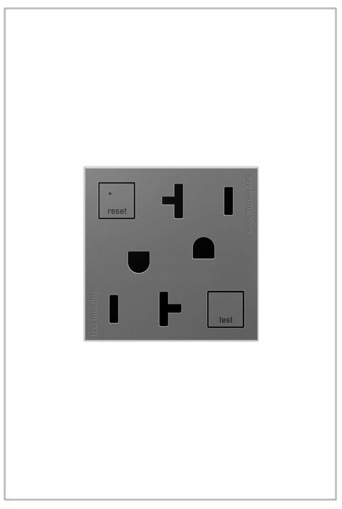 Adorne Duplex Self-Test GFCI Receptacles in Magnesium - available from The Lighting Shoppe, trusted by Canadian homeowners