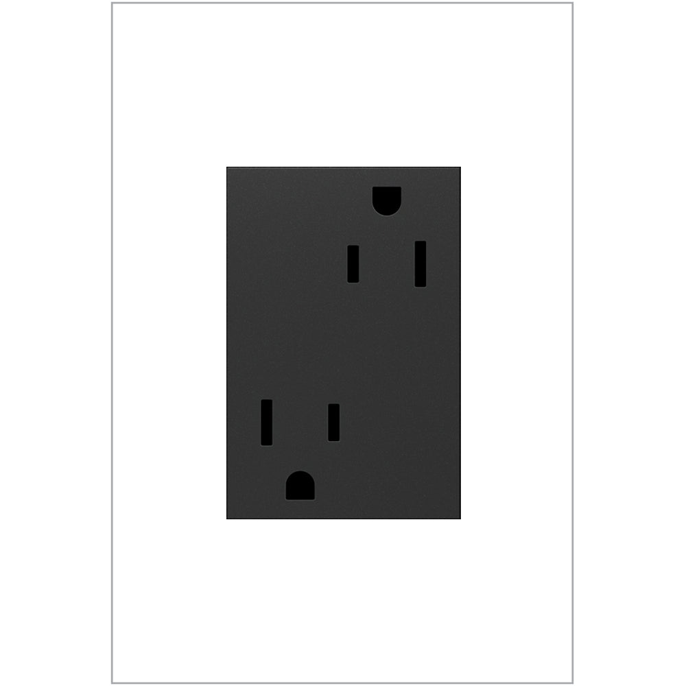 Adorne Tamper-Resistant Outlet, Plus Size in Graphite - available from The Lighting Shoppe, trusted by Canadian homeowners