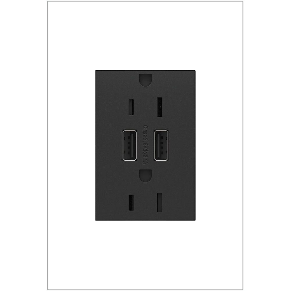 Adorne Dual-USB Outlet in Graphite - available from The Lighting Shoppe, trusted by Canadian homeowners