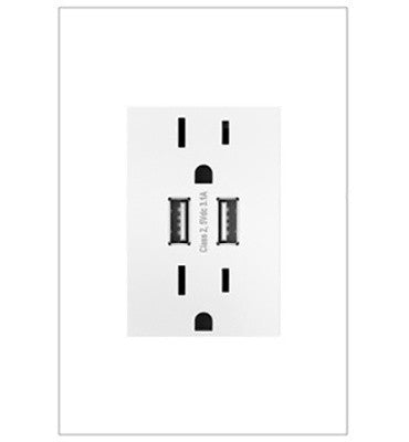Adorne Dual-USB Outlet in White - available from The Lighting Shoppe, trusted by Canadian homeowners