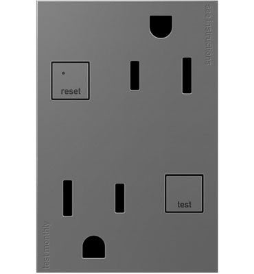 Adorne Duplex Self-Test GFCI Receptacles in Magnesium - available from The Lighting Shoppe, trusted by Canadian homeowners