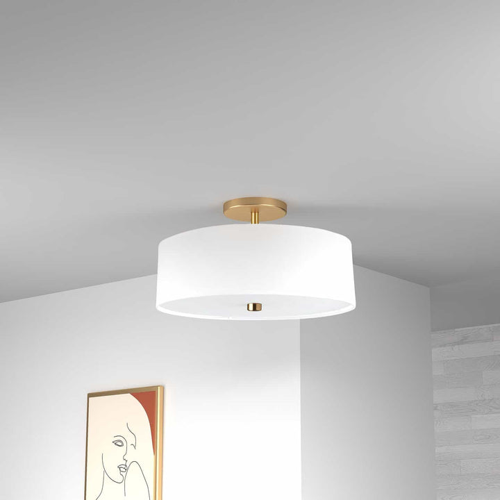 Dainolite Canada - 571-143SF-AGB-WH - Three Light Semi-Flush Mount - Everly - White