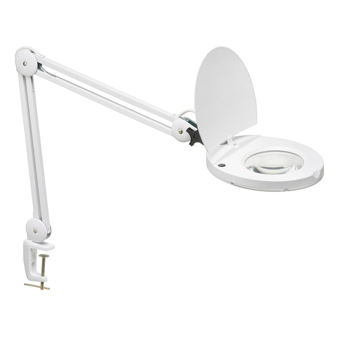 Magnifier LED Table Lamp in White - available from The Lighting Shoppe, trusted by Canadian homeowners