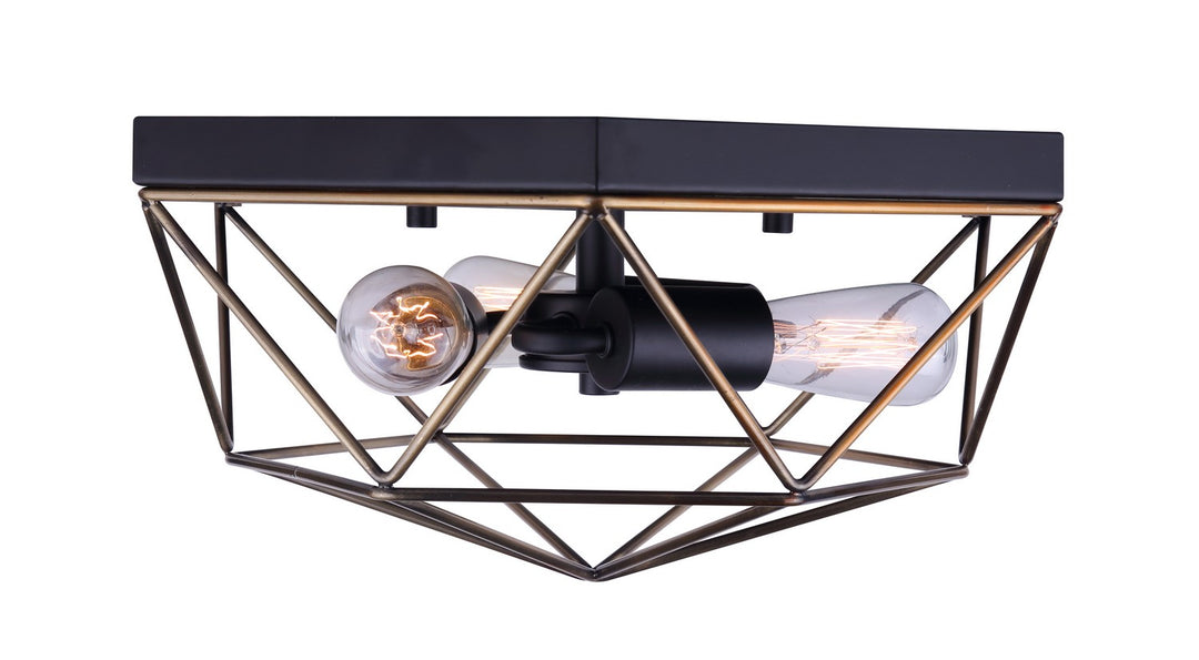 Canarm Canada - IFM676A15BKG - Three Light Flush Mount - Greer - Matte Black And Gold
