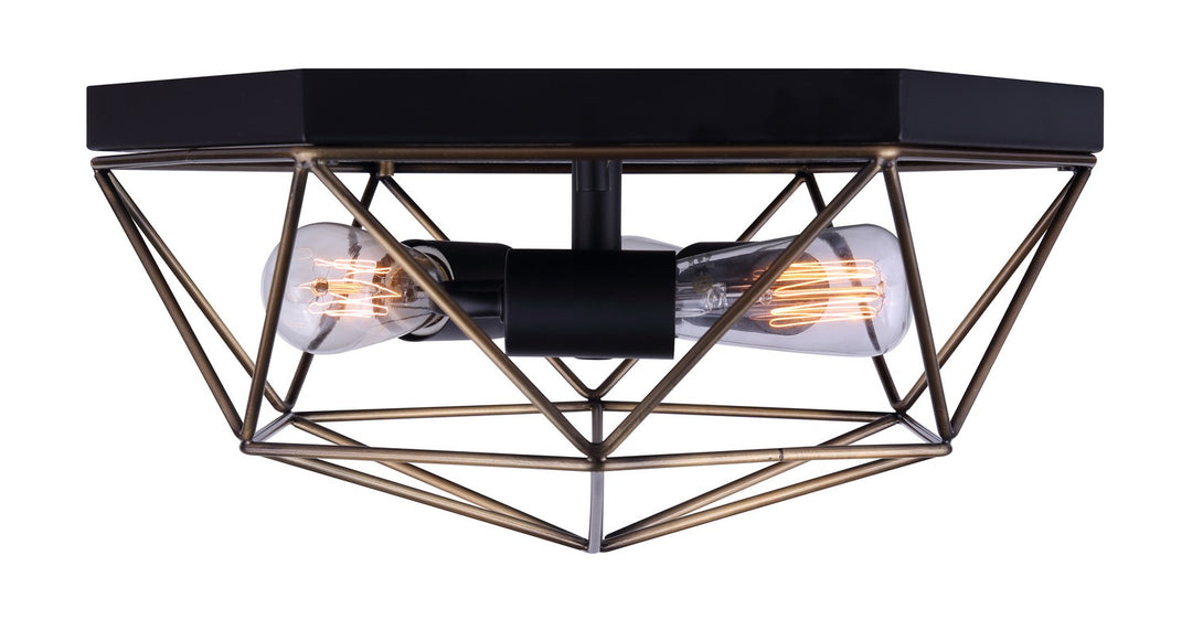 Canarm Canada - IFM676A15BKG - Three Light Flush Mount - Greer - Matte Black And Gold