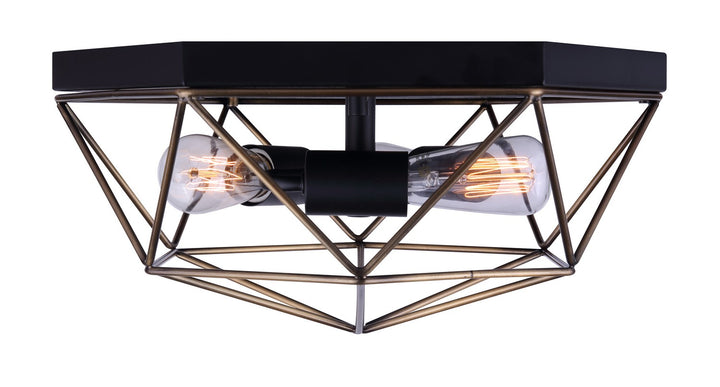 Canarm Canada - IFM676A15BKG - Three Light Flush Mount - Greer - Matte Black And Gold