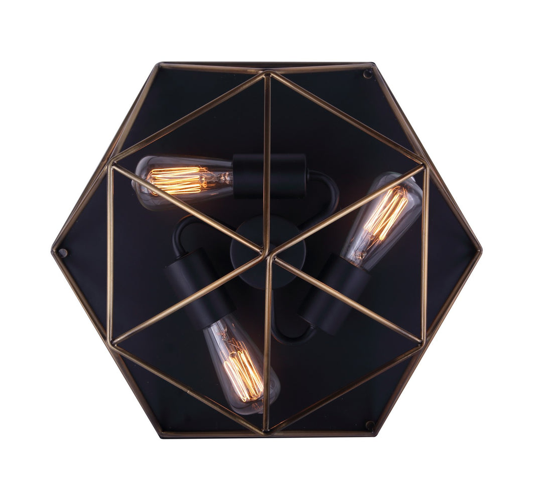 Canarm Canada - IFM676A15BKG - Three Light Flush Mount - Greer - Matte Black And Gold