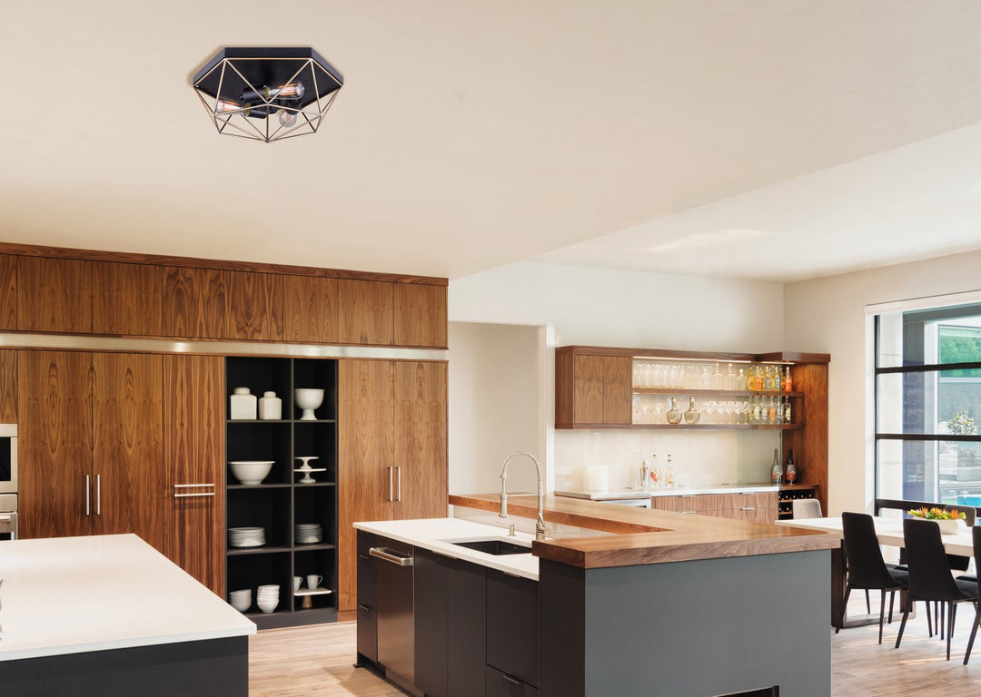 Canarm Canada - IFM676A15BKG - Three Light Flush Mount - Greer - Matte Black And Gold