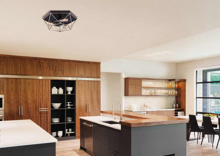 Canarm Canada - IFM676A15BKG - Three Light Flush Mount - Greer - Matte Black And Gold