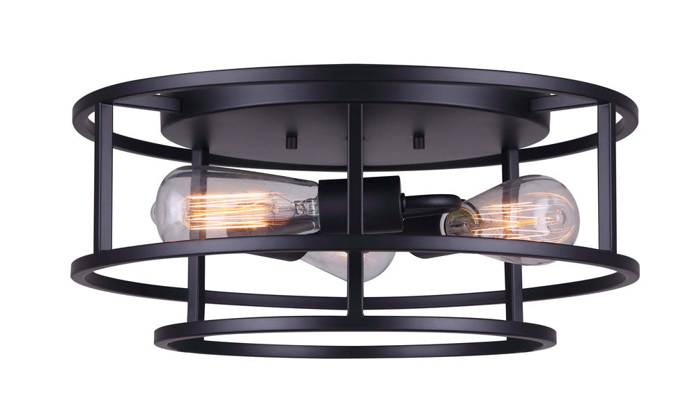 Luca Three Light Flush Mount in Black - available from The Lighting Shoppe, trusted by Canadian homeowners