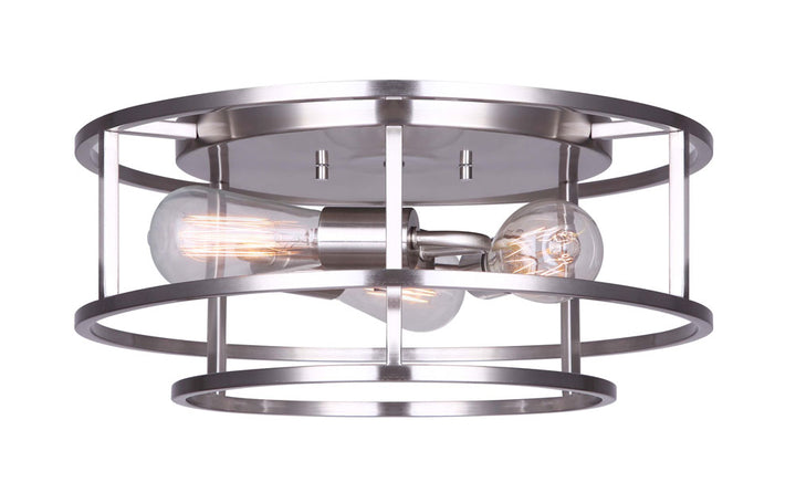 Luca Three Light Flush Mount in Brushed Nickel - available from The Lighting Shoppe, trusted by Canadian homeowners