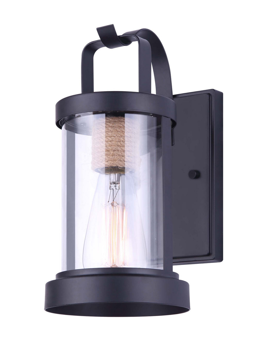 Delano One Light Outdoor Lantern in Matte Black And Rope - available from The Lighting Shoppe, trusted by Canadian homeowners