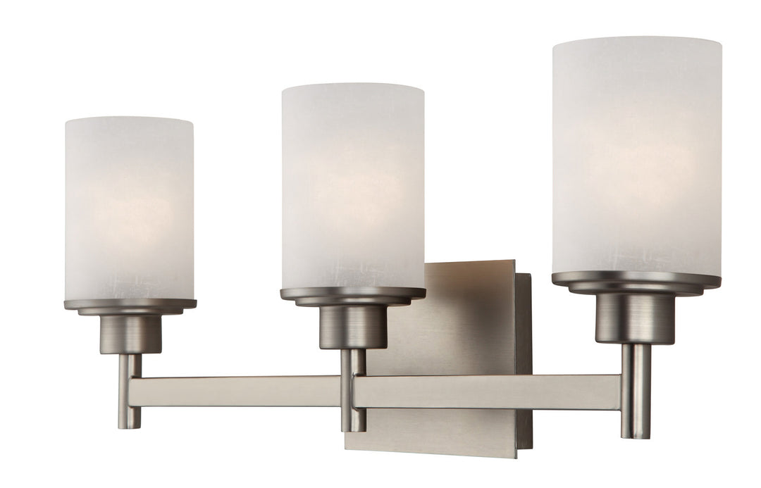 Lyndi Three Light Vanity in Brushed Nickel - available from The Lighting Shoppe, trusted by Canadian homeowners
