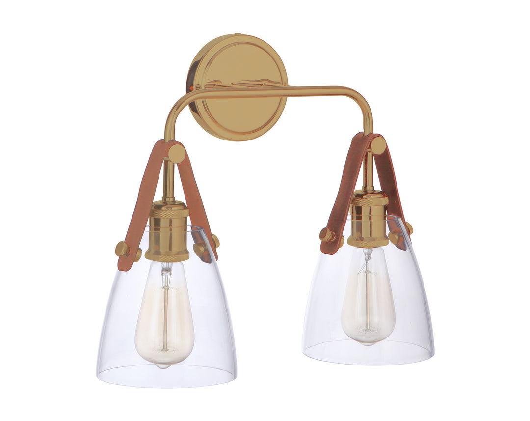 Hagen Two Light Wall Sconce in Vintage Brass - available from The Lighting Shoppe, trusted by Canadian homeowners