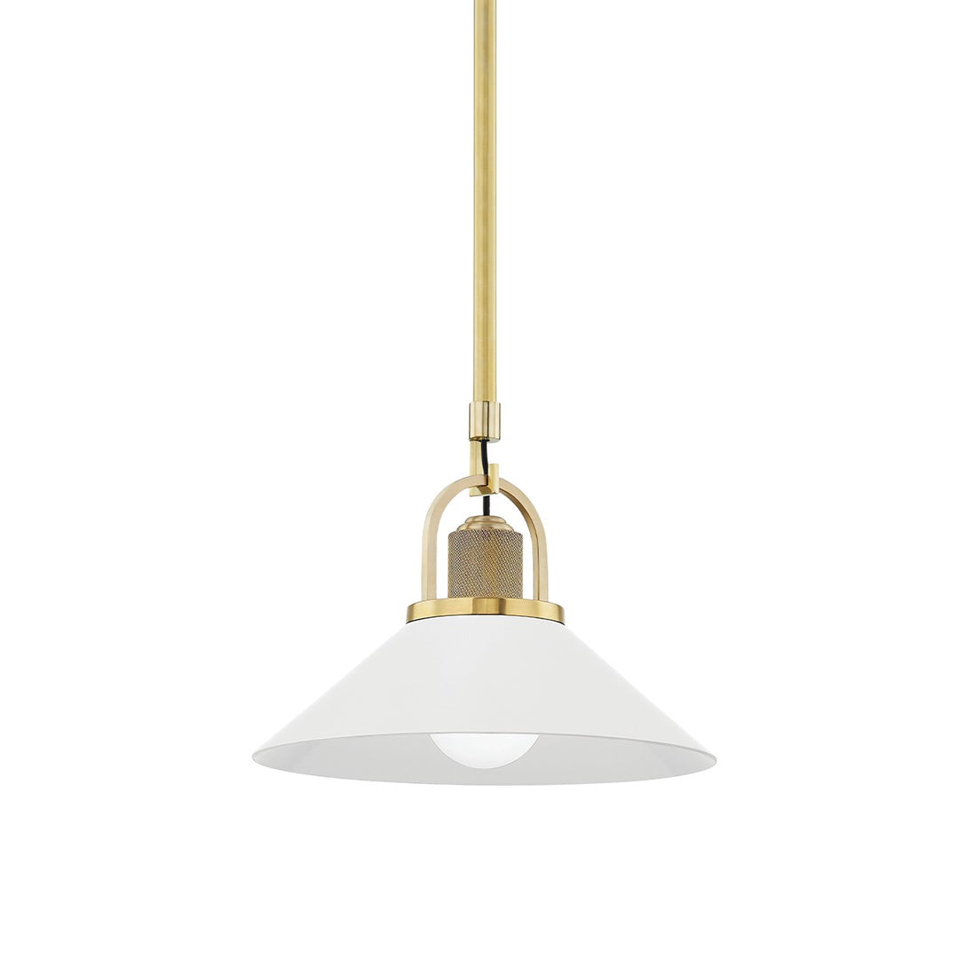 Syosset One Light Pendant in Aged Brass/Soft Off White - available from The Lighting Shoppe, trusted by Canadian homeowners