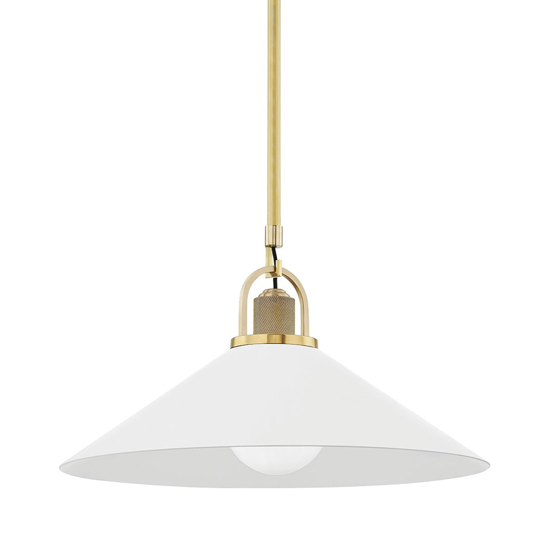 Syosset One Light Pendant in Aged Brass/Soft Off White - available from The Lighting Shoppe, trusted by Canadian homeowners
