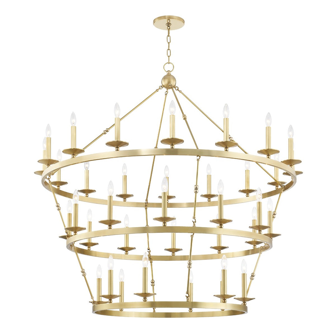 Allendale 36 Light Chandelier in Aged Brass - available from The Lighting Shoppe, trusted by Canadian homeowners