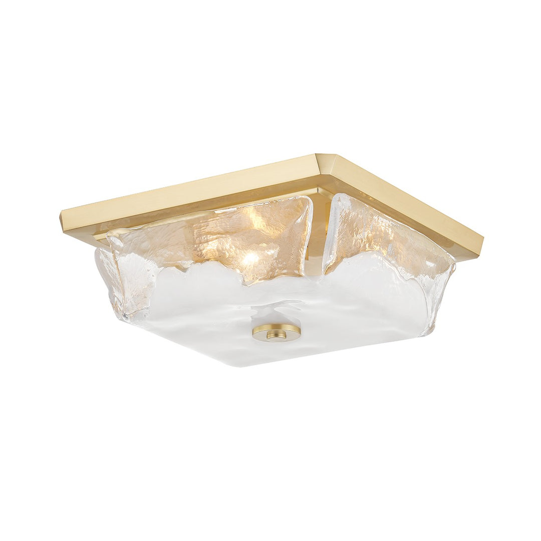 Hines Three Light Flush Mount in Aged Brass - available from The Lighting Shoppe, trusted by Canadian homeowners
