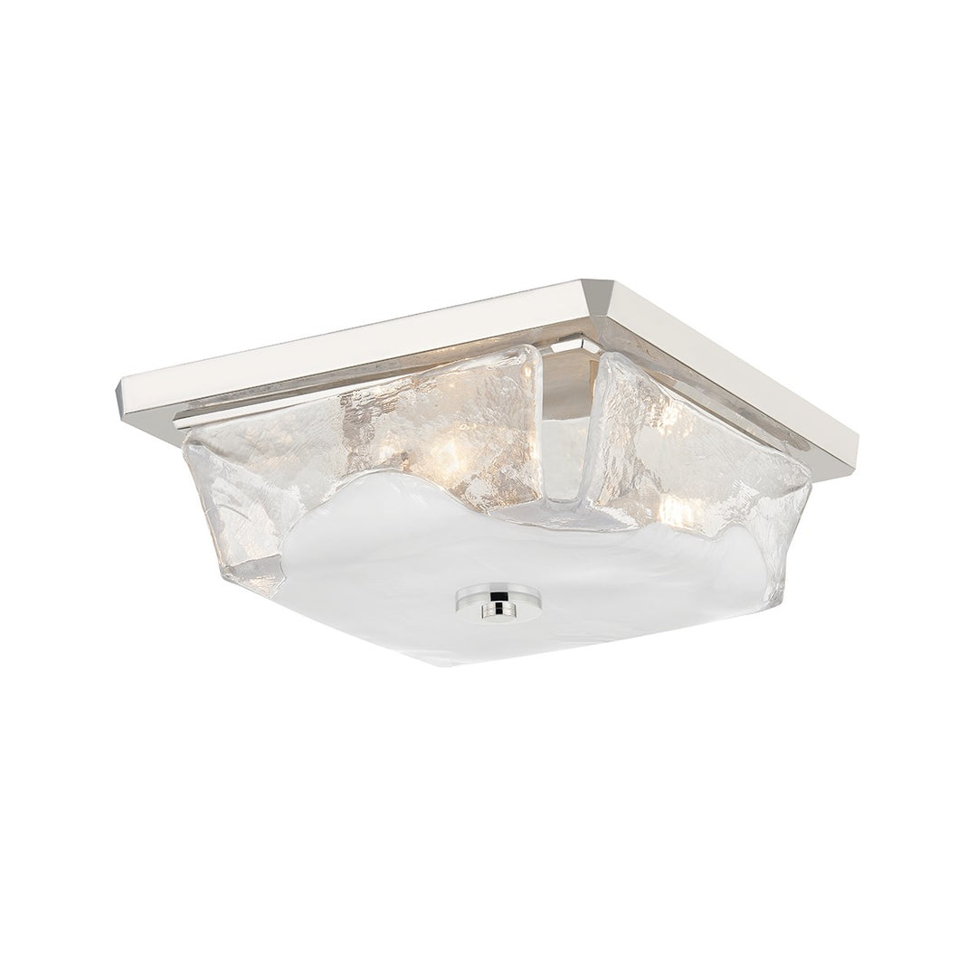 Hines Three Light Flush Mount in Polished Nickel - available from The Lighting Shoppe, trusted by Canadian homeowners