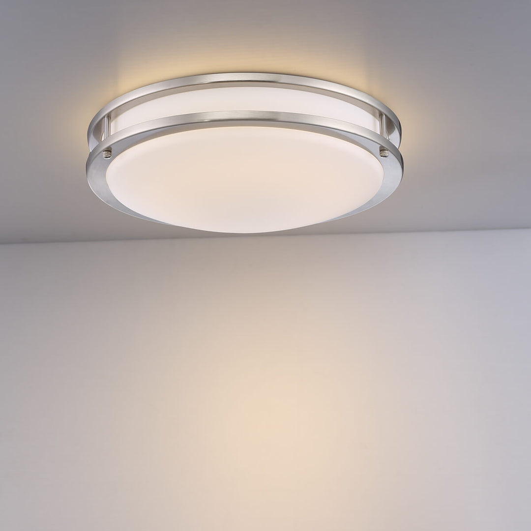 Warden LED Flush Mount in Satin Nickel - available from The Lighting Shoppe, trusted by Canadian homeowners