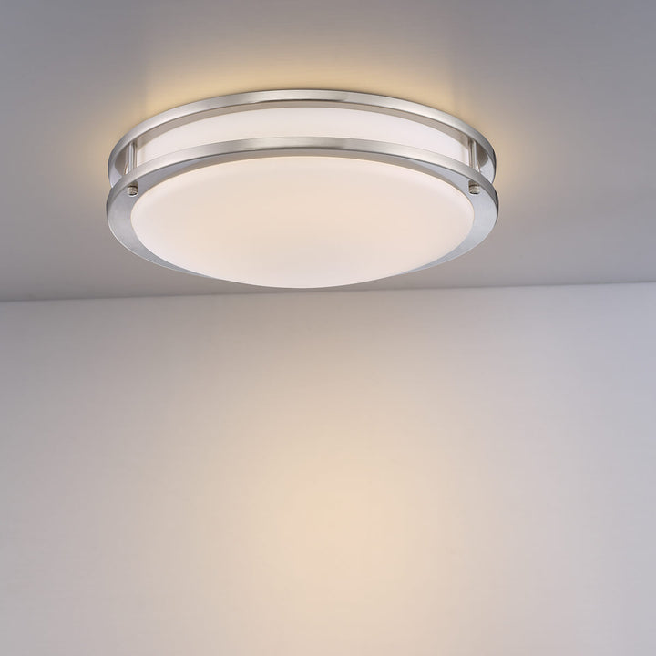 Warden LED Flush Mount in Satin Nickel - available from The Lighting Shoppe, trusted by Canadian homeowners