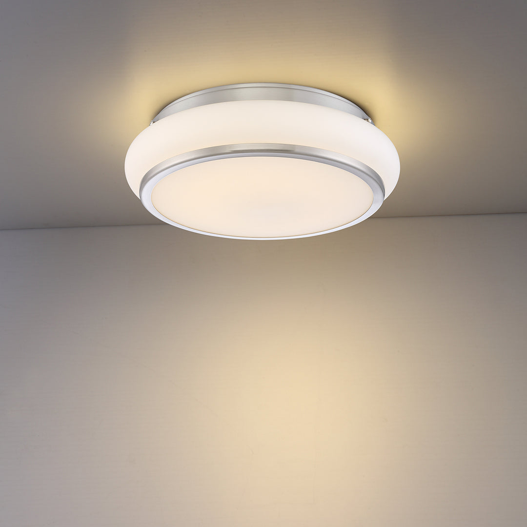 Muir LED Flush Mount in Satin Nickel - available from The Lighting Shoppe, trusted by Canadian homeowners