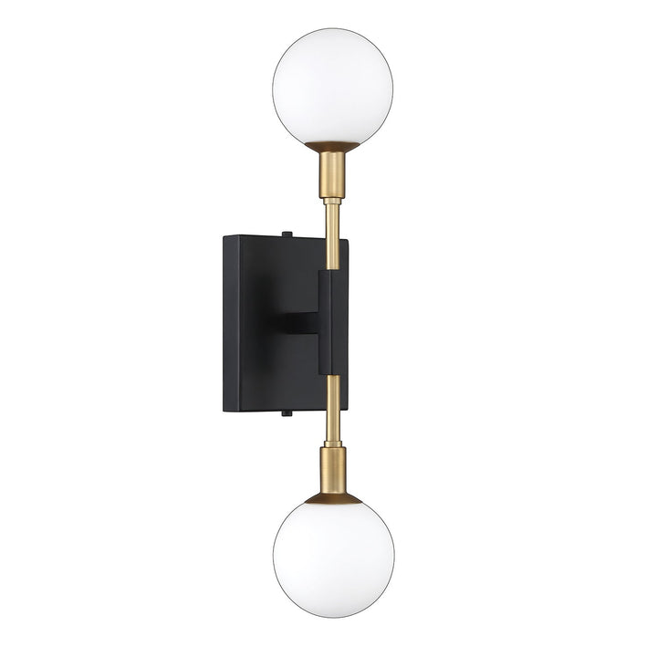 Ambience Two Light Wall Sconce in Black & Brass Kendal Canada