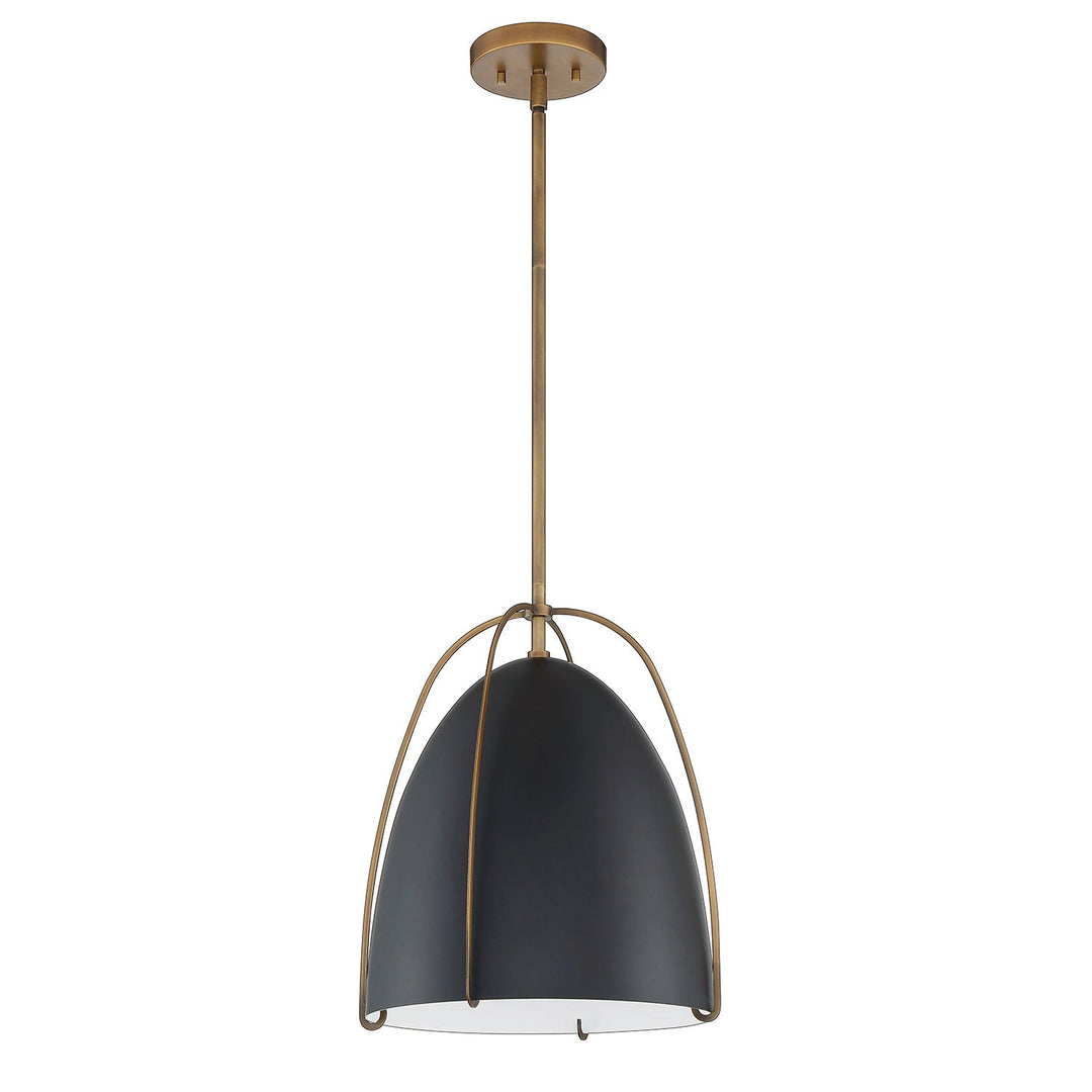 Vilia One Light Pendant in Black & Brass Kendal Canada
