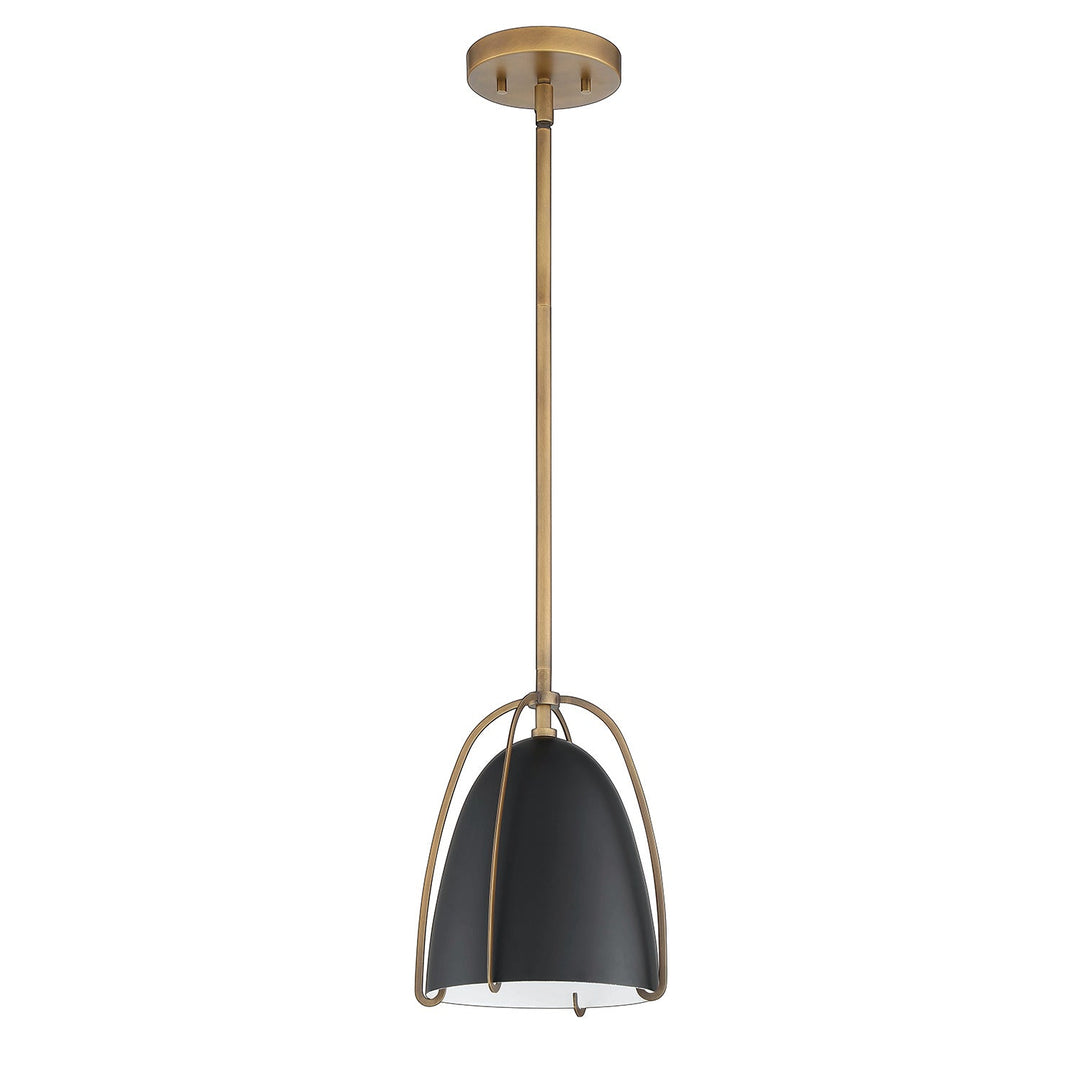 Vilia Mini One Light Pendant in Black & Brass Kendal Canada