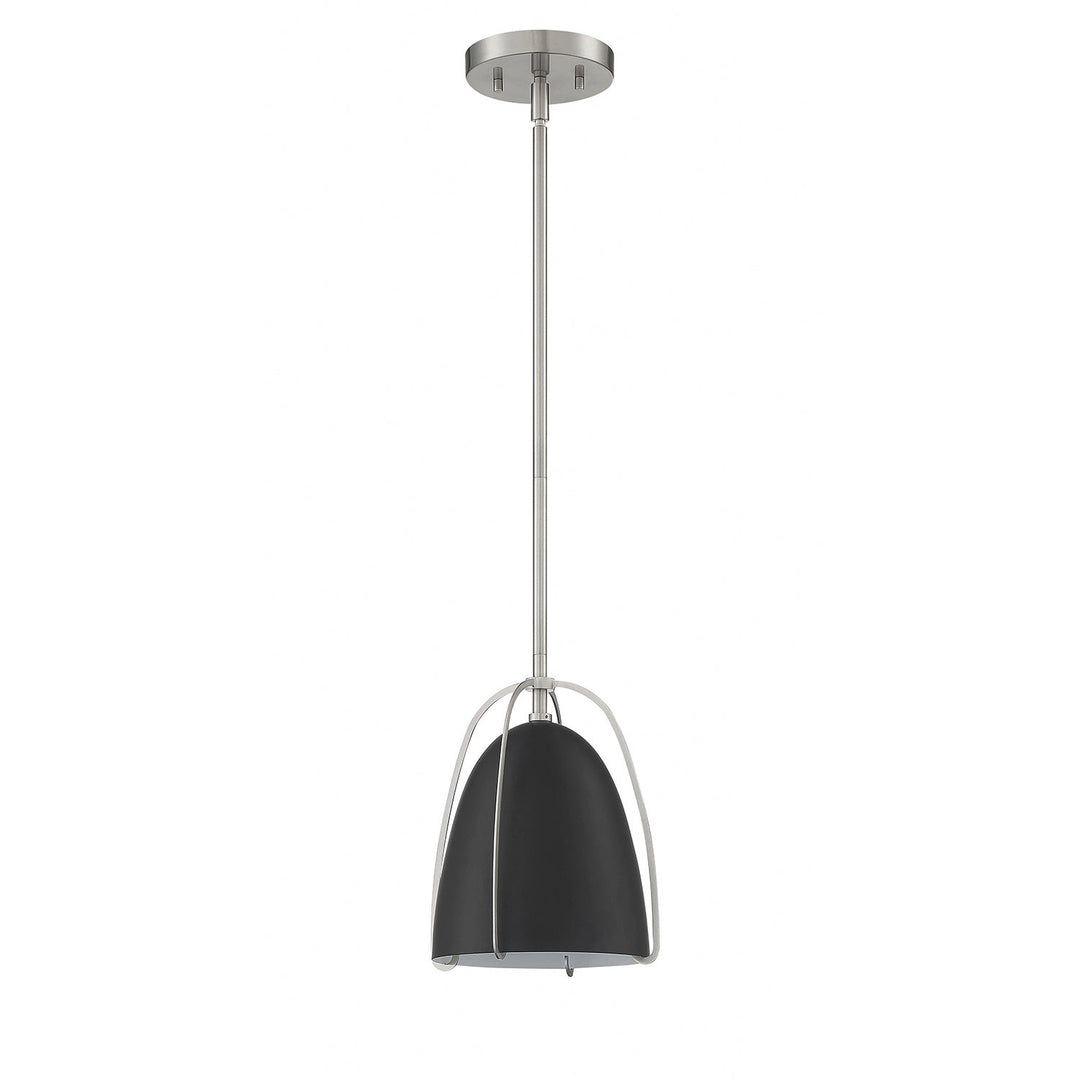 Vilia Mini One Light Pendant in Black & Satin Nickel Kendal Canada