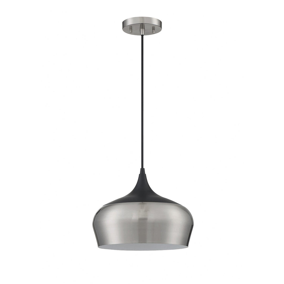 Orian One Light Pendant in Satin Nickel & Black Kendal Canada