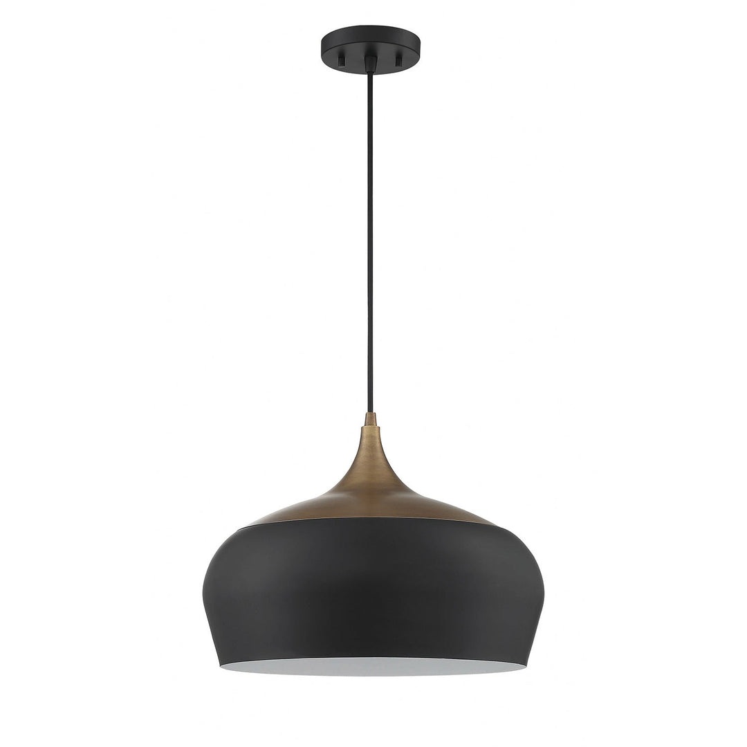 Orian Grande One Light Pendant in Black & Brass Kendal Canada