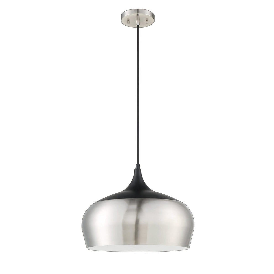 Orian Grande One Light Pendant in Satin Nickel & Black Kendal Canada