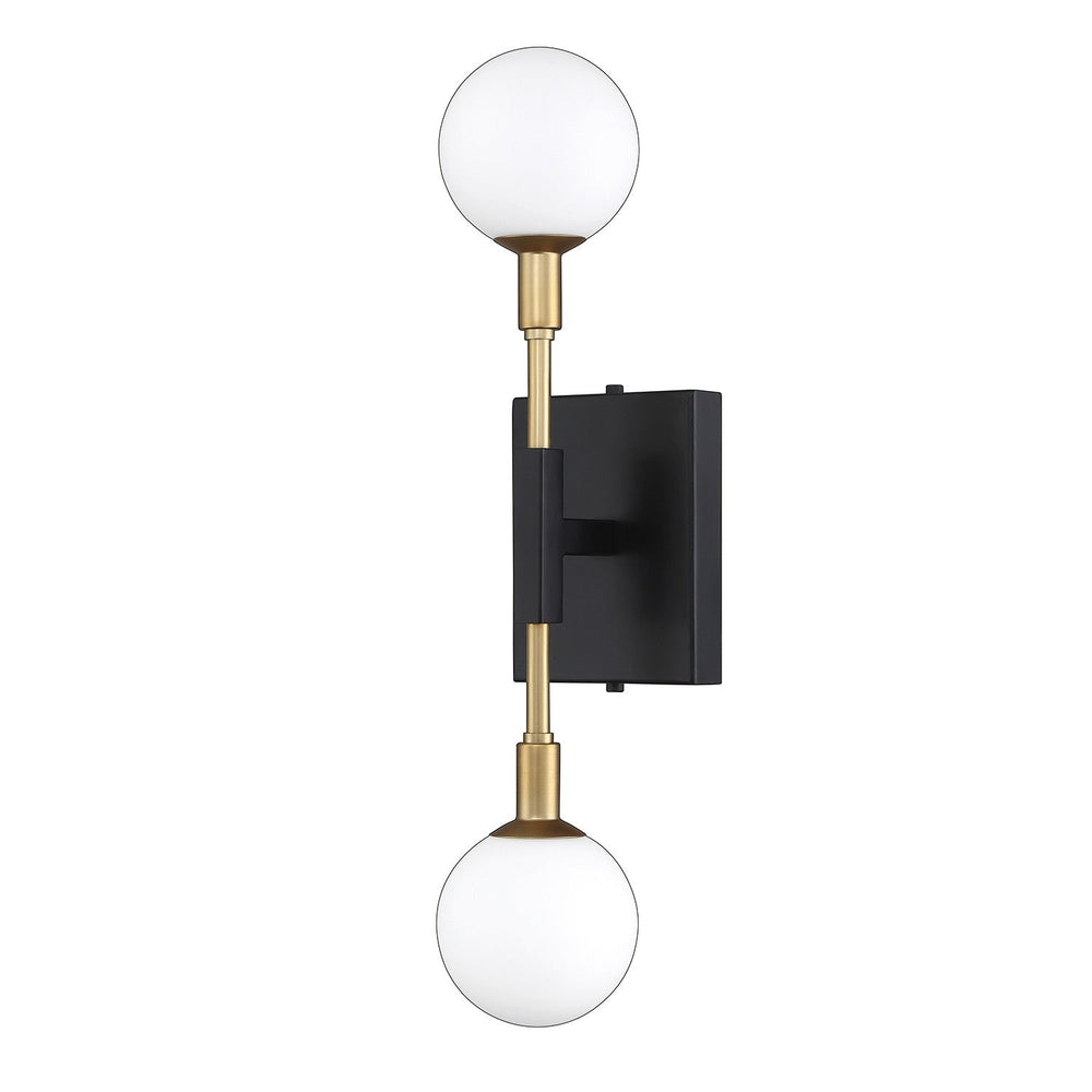 Ambience Two Light Wall Sconce in Black & Brass Kendal Canada