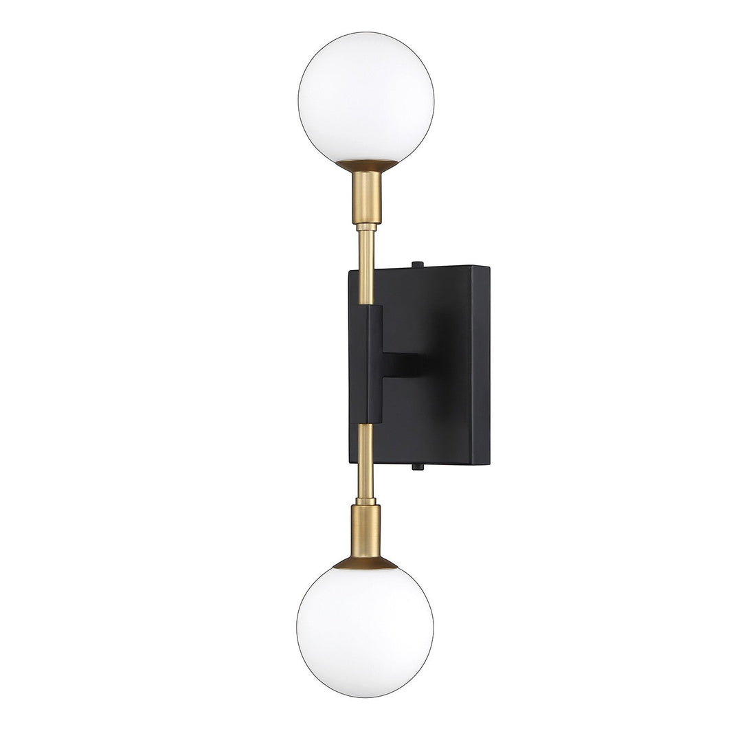 Ambience Two Light Wall Sconce in Black & Brass Kendal Canada