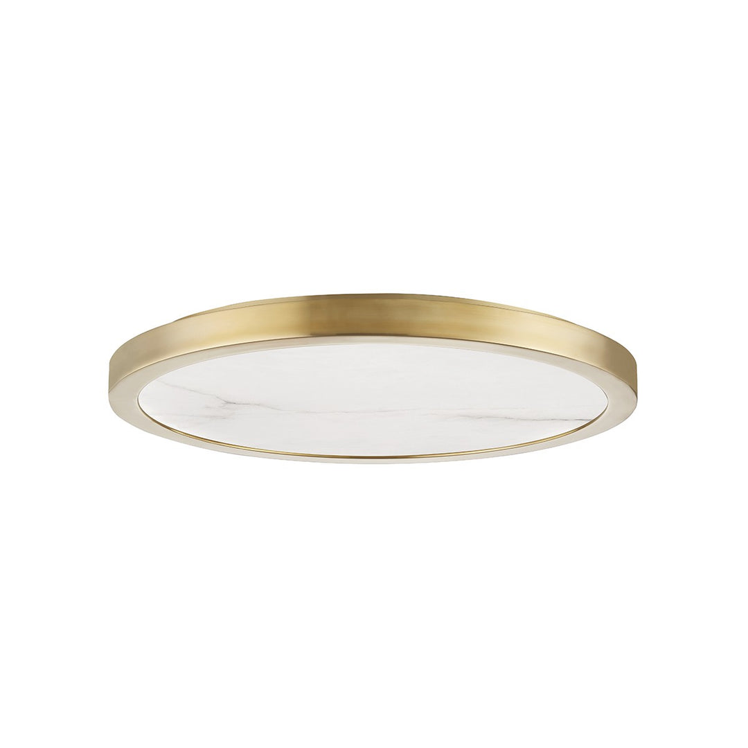 Woodhaven LED Flush Mount in Aged Brass - available from The Lighting Shoppe, trusted by Canadian homeowners