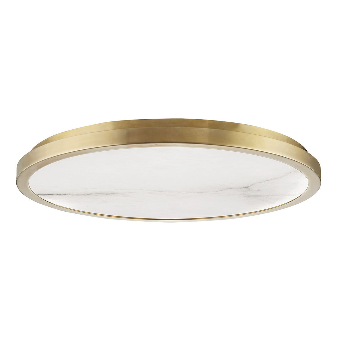 Woodhaven LED Flush Mount in Aged Brass - available from The Lighting Shoppe, trusted by Canadian homeowners