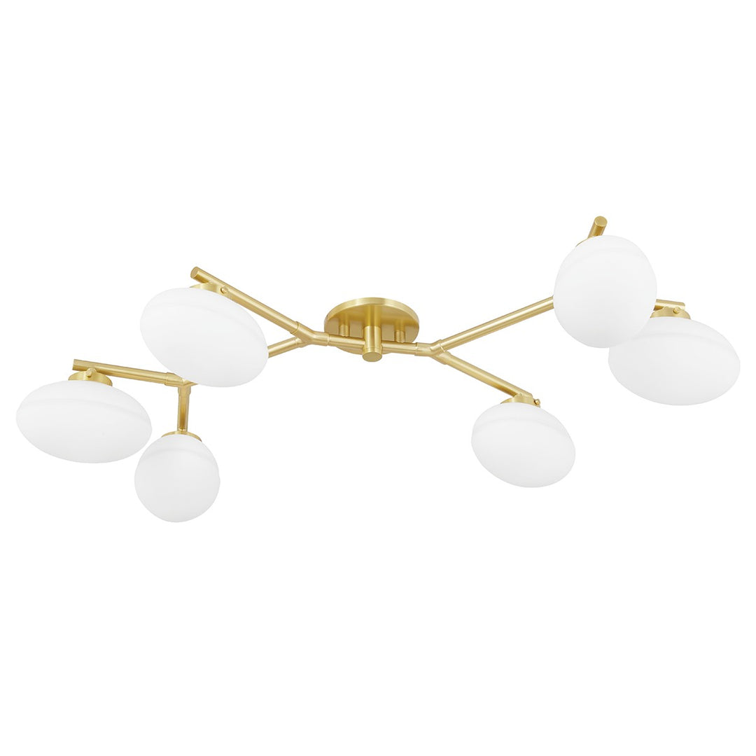 Wagner Six Light Semi Flush Mount in Aged Brass - available from The Lighting Shoppe, trusted by Canadian homeowners