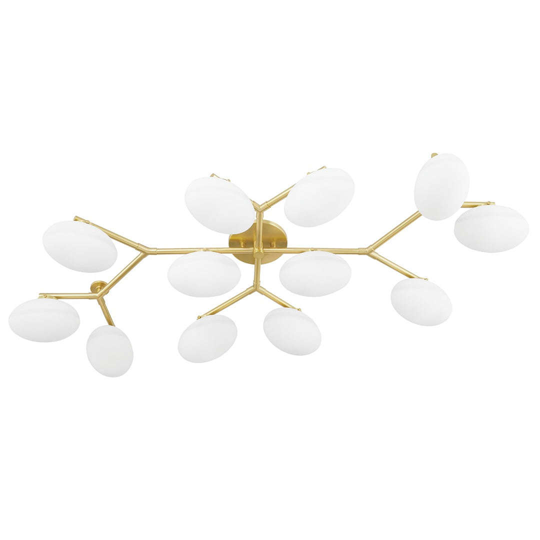Wagner 12 Light Semi Flush Mount in Aged Brass - available from The Lighting Shoppe, trusted by Canadian homeowners