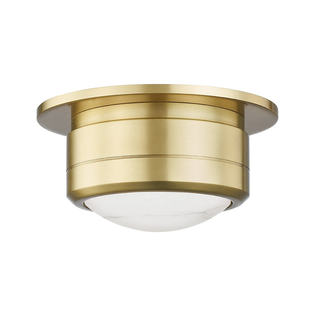 Greenport LED Flush Mount in Aged Brass - available from The Lighting Shoppe, trusted by Canadian homeowners