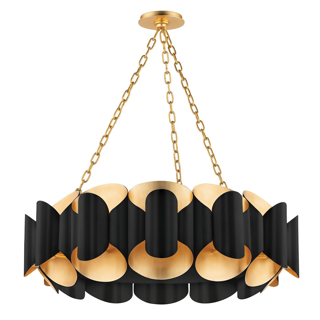 Banks 12 Light Chandelier in Gold Leaf/Black - available from The Lighting Shoppe, trusted by Canadian homeowners