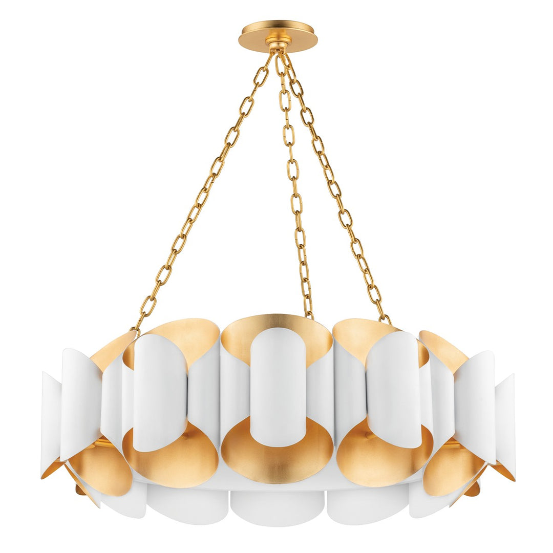 Banks 12 Light Chandelier in Gold Leaf/White - available from The Lighting Shoppe, trusted by Canadian homeowners