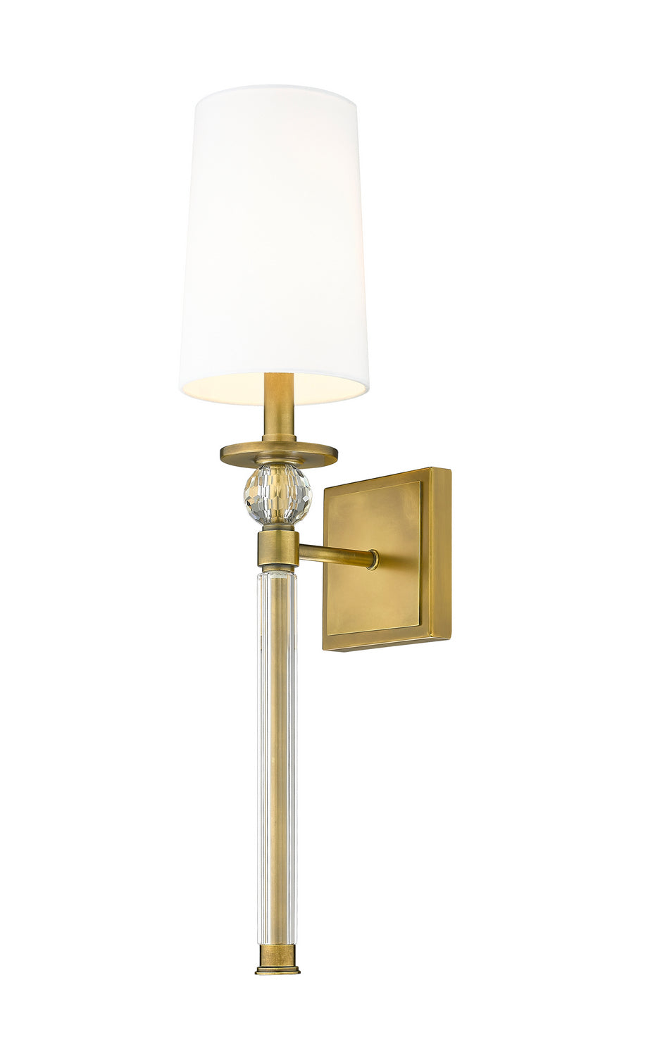 Mia One Light Wall Sconce in Rubbed Brass - available from The Lighting Shoppe, trusted by Canadian homeowners