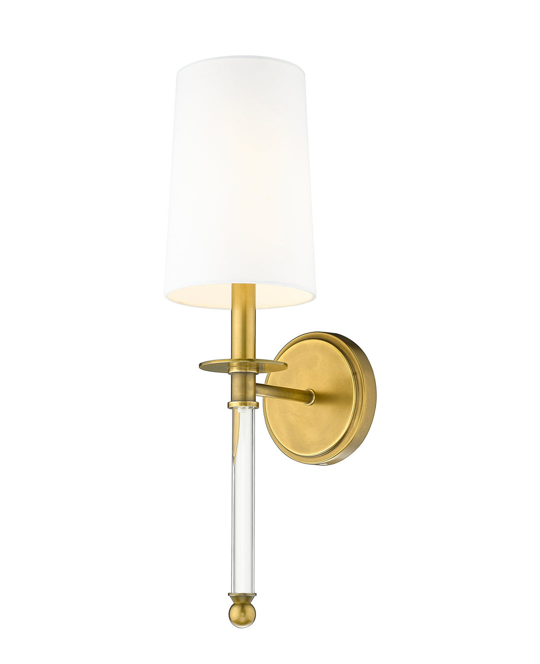 Mila One Light Wall Sconce in Rubbed Brass - available from The Lighting Shoppe, trusted by Canadian homeowners