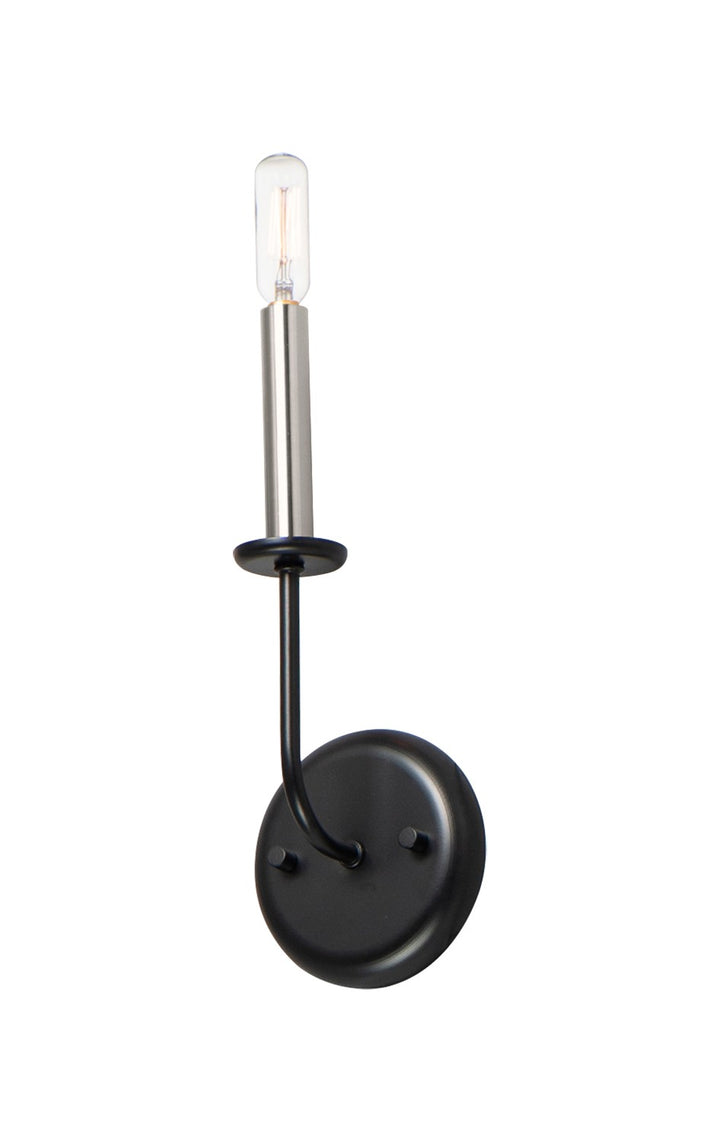 Wesley One Light Wall Sconce in Black / Satin Nickel - available from The Lighting Shoppe, trusted by Canadian homeowners
