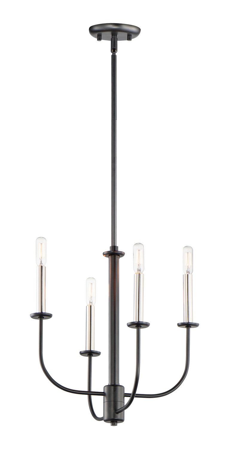 Wesley Four Light Chandelier in Black / Satin Nickel - available from The Lighting Shoppe, trusted by Canadian homeowners