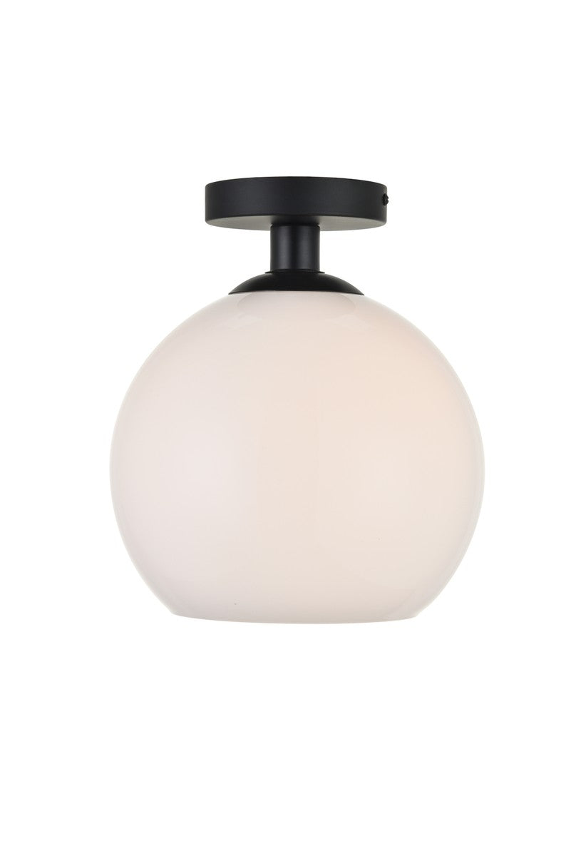 Elegant Lighting - LD2211BK - One Light Flush Mount - BAXTER - Black and frosted white