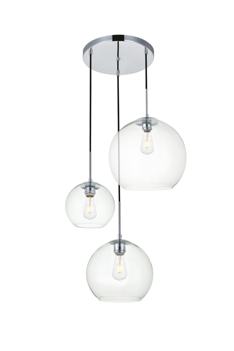 Elegant Lighting - LD2218C - Three Light Pendant - BAXTER - Chrome and Clear